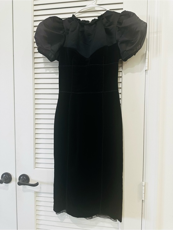 Dolce & Gabbana Dresses & Skirts - VINTAGE D&G DOLCE & GABBANA Black Velvet & Silk Puff Sleeve Dress